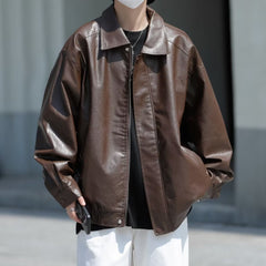 jaqueta masculina high street de couro