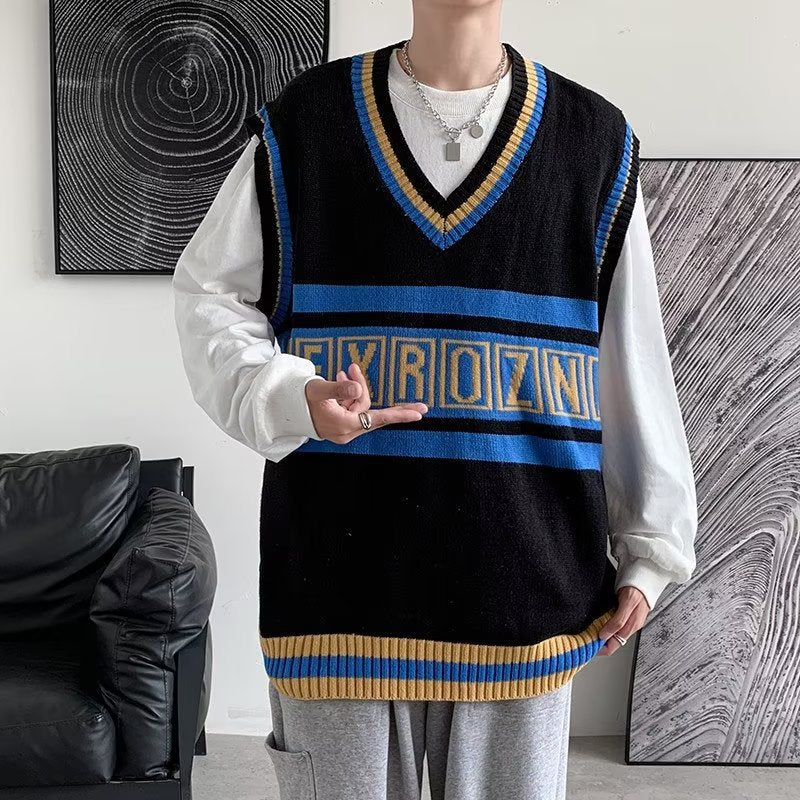 suéter masculino com letras estampadas de algodão high street