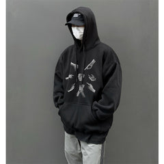 moletom com capuz masculino com estampa de mãos estilo high street
