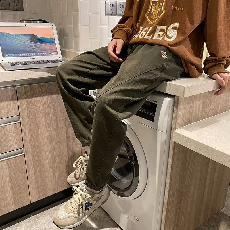calça de algodão masculino primavera e outono marca de moda japonesa estilo Harajuku casuais soltas versão coreana