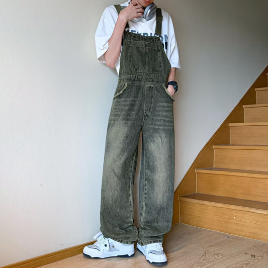 macacão jeans unissex estilo streetwear