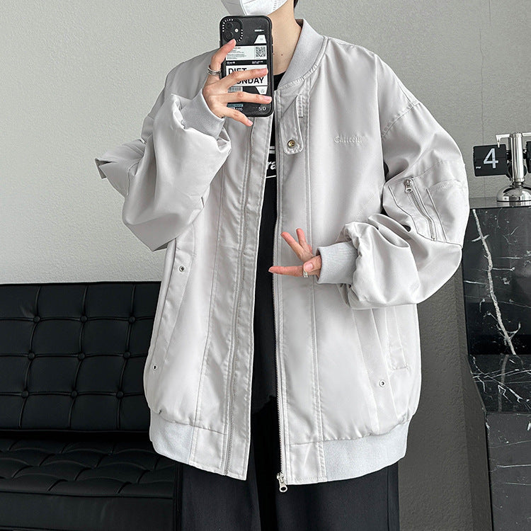 jaqueta larga masculina high street com bolsos