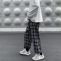 calça xadrez estilo streetwear