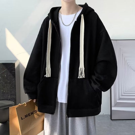 blusa de frio masculina com Corda trançada e capuz cardigan