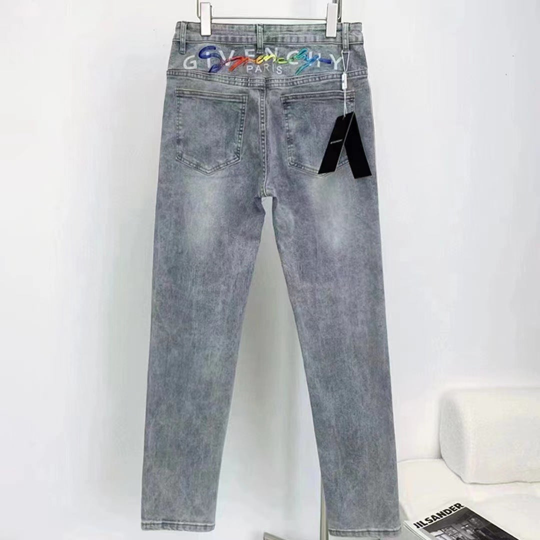 calça jeans reta masculina colorida na cintura high street