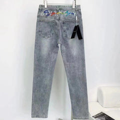 calça jeans reta masculina colorida na cintura high street