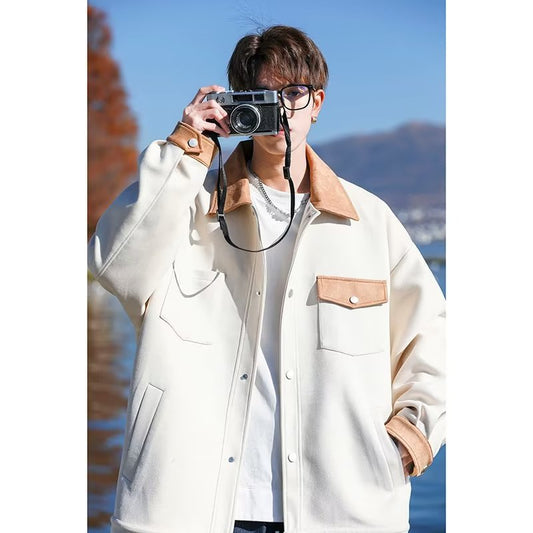 jaqueta masculina de lapela estilo streetwear