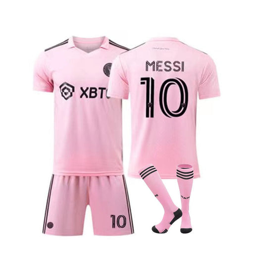 uniforme de futebol do clube MLS Inter De Miami com o nome do Messi