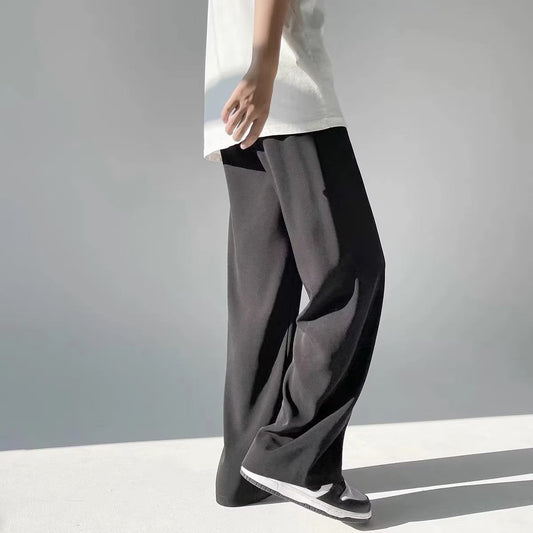 Calças compridas casuais masculinas primavera, verão e outono, estilo coreano, pés largos esportivos para meninos
