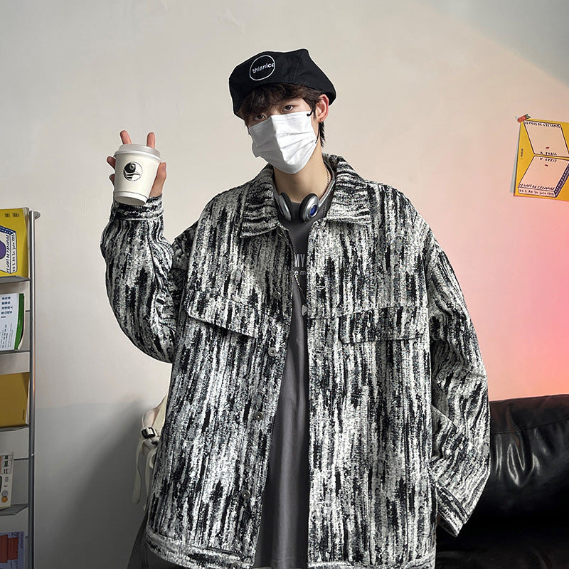 jaqueta jeans masculina listrada high street