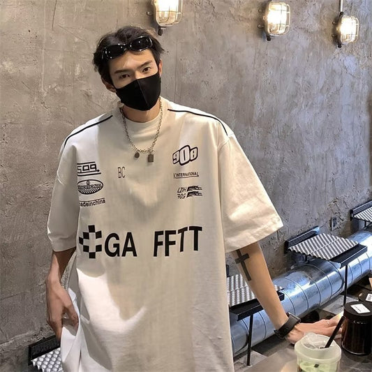 camisa larga masculina com patrocinios