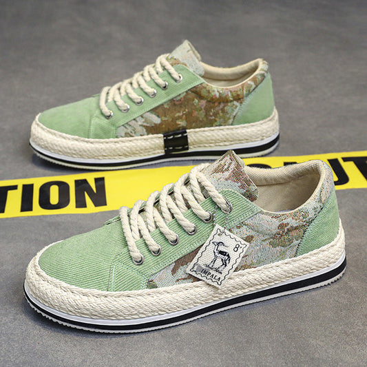 sapatos de pano de sola reta e grossa estilo high street