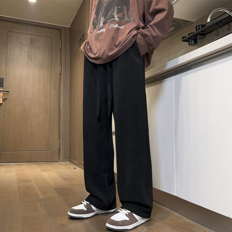calça larga de veludo masculino high street