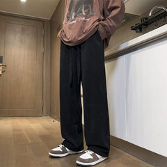 calça larga de veludo masculino high street