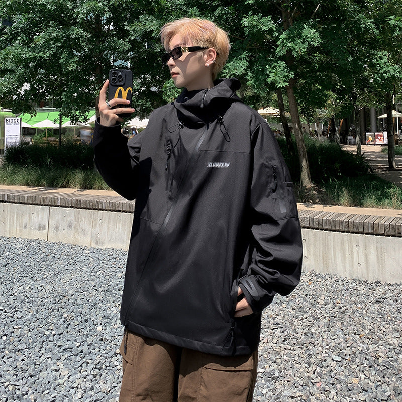 jaqueta corta vento larga masculina high street