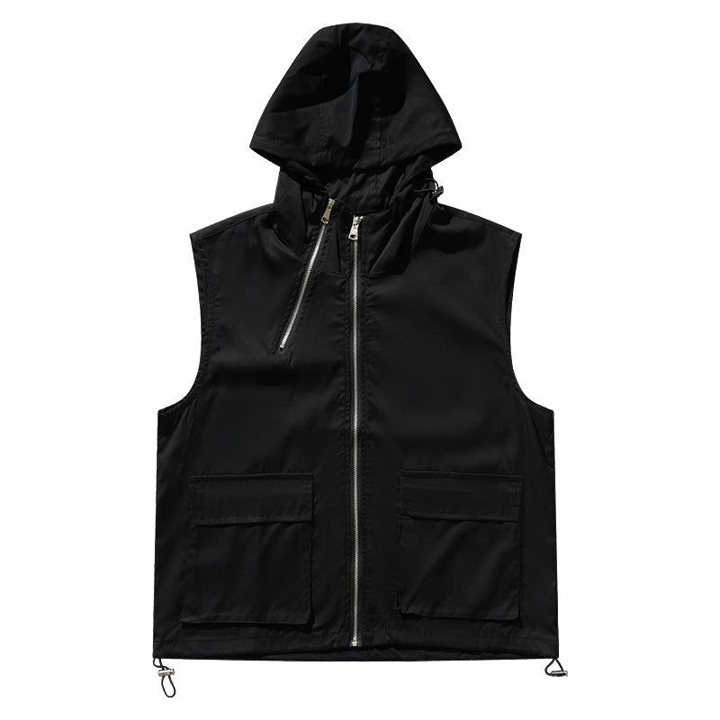 colete masculino com touca estilo streetwear