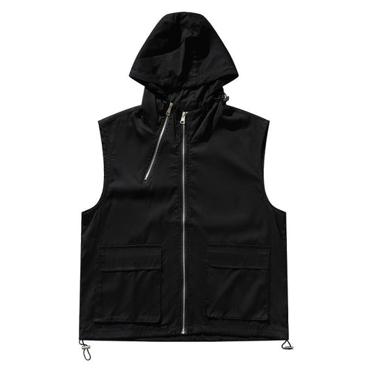 colete masculino com touca estilo streetwear