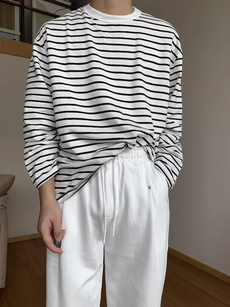 camisa de manga comprida larha listrada estilo high street