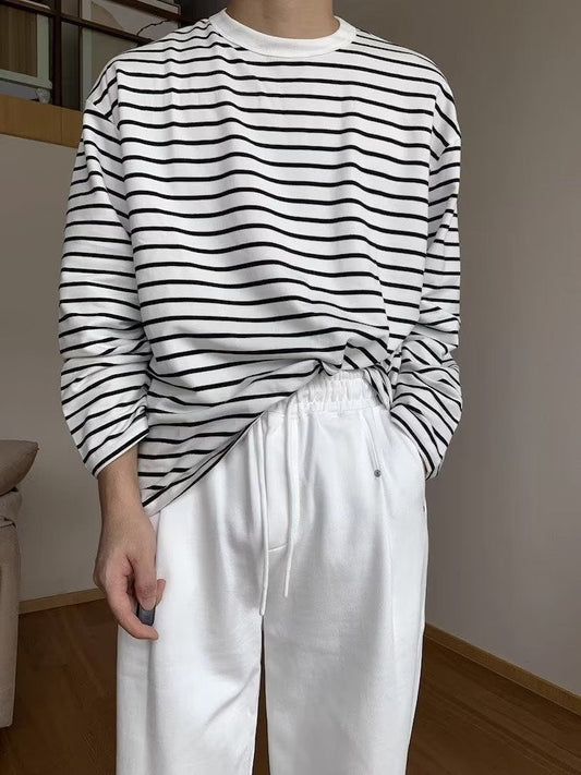 camisa de manga comprida larha listrada estilo high street