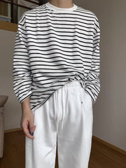 camisa de manga comprida larha listrada estilo high street