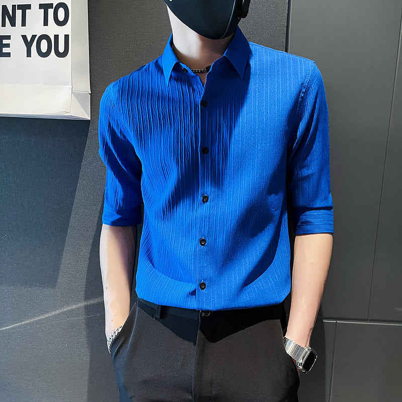 Camisa de manga curta para homens verão fino de meia manga