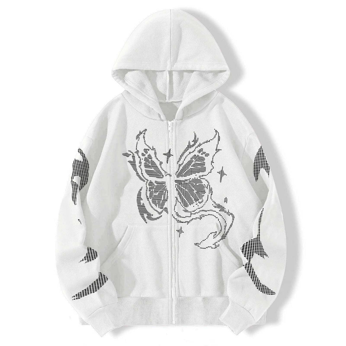 blusa de frio com borboleta estampada e touca