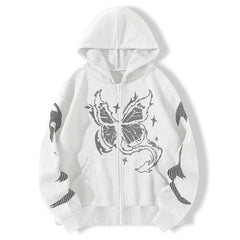 blusa de frio com borboleta estampada e touca