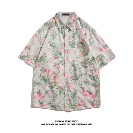 camisa de manga curta floral estilo high street