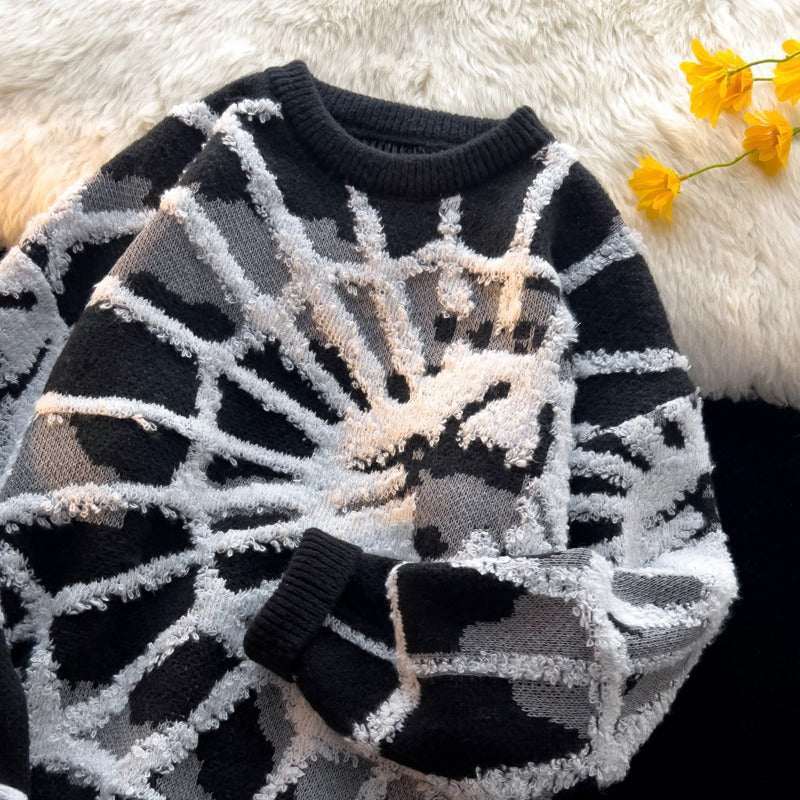 moletom estilo streetwear com teia bordada de algodão