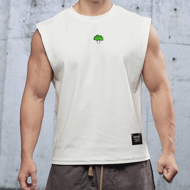 regata com desenho de brócolis estampado estilo fitness