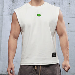 regata com desenho de brócolis estampado estilo fitness