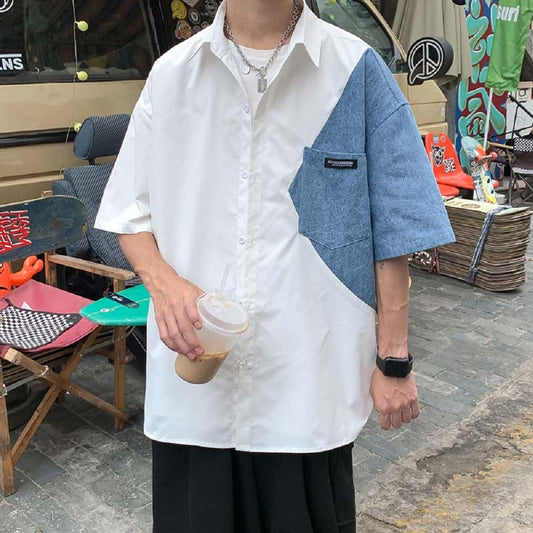 camisa polo larga estilo streetwear com dupla cor