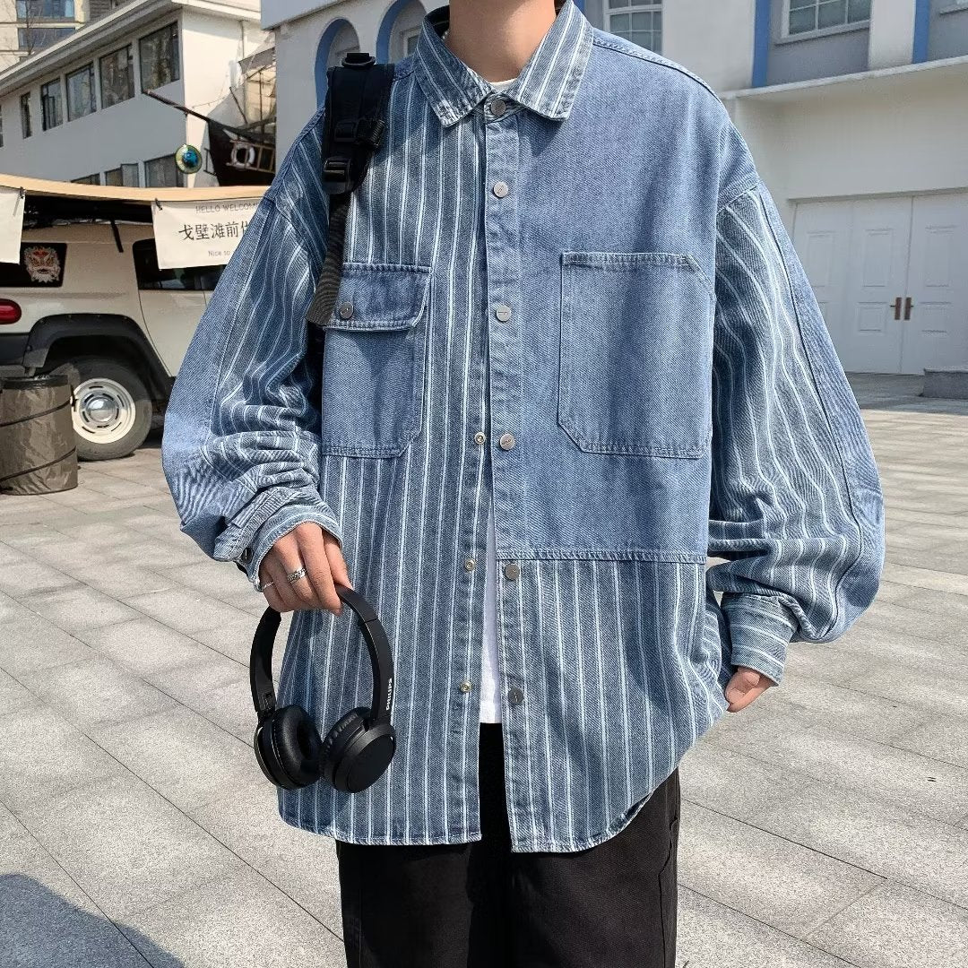 jaqueta jeans masculina estilo streetwear