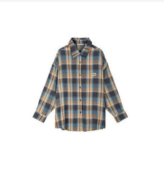blusa de manga comprida feminina listrada com gola e botão estilo high street