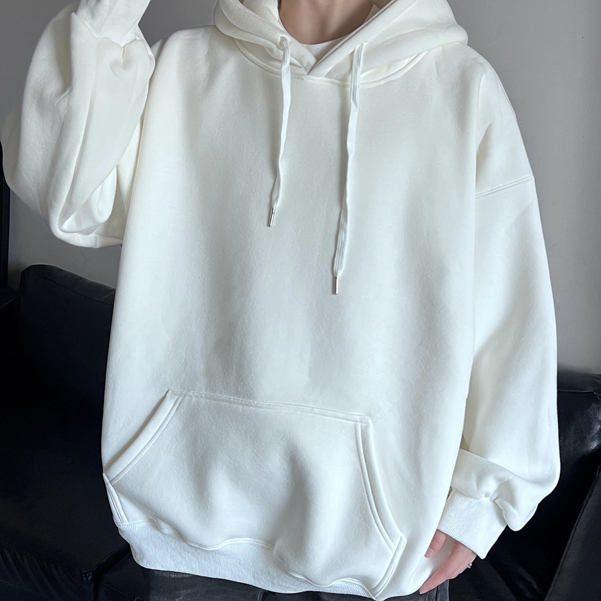 moletom largo masculino estilo high street com touca