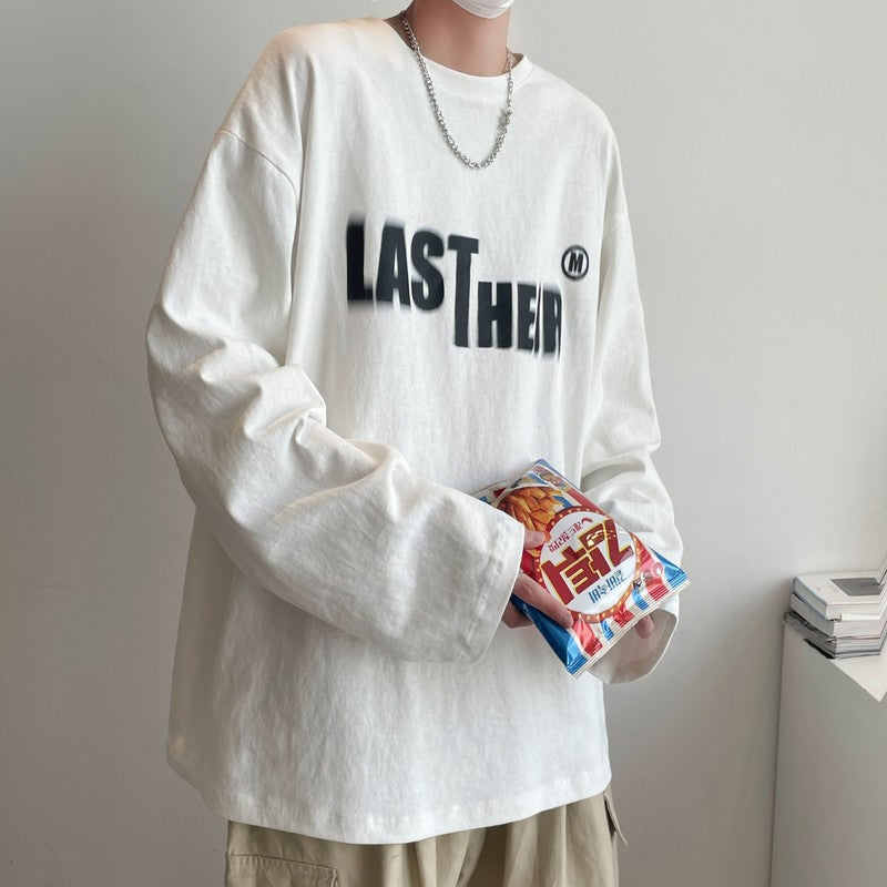 camiseta de manga comprida high street com escrita estampada