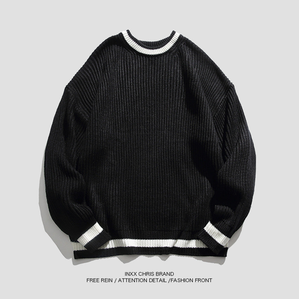 sueter masculino estilo japones com faixas de cores