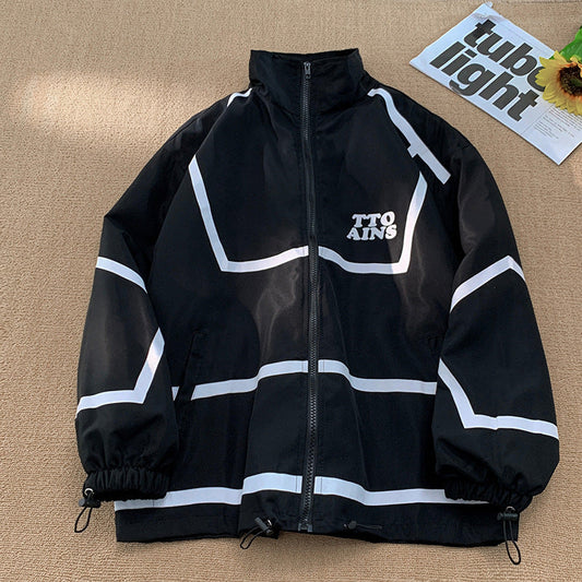 jaqueta corta vento estilo streetwear com lapela