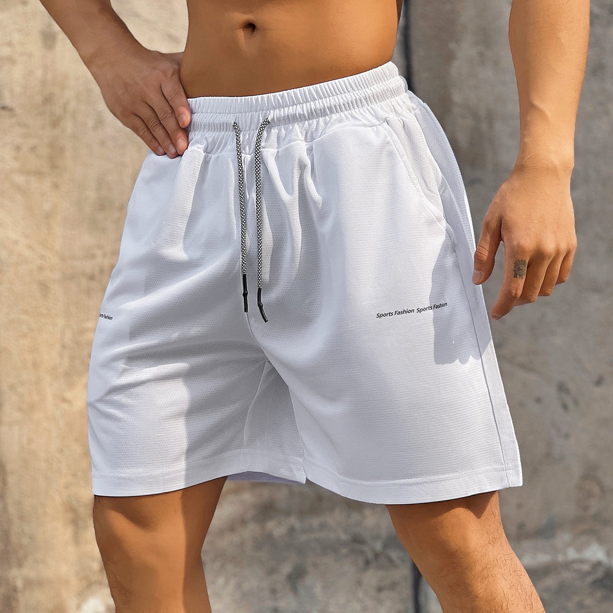 Shorts masculino americano leve de secagem rápida com cadarço
