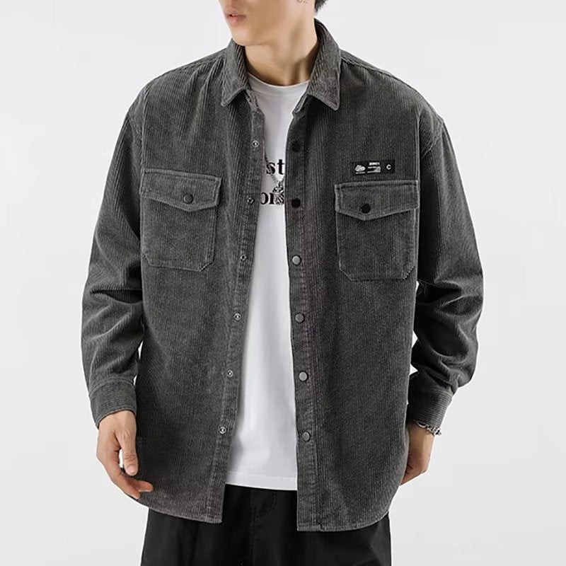 blusa de botão de manga comprida masculina high street