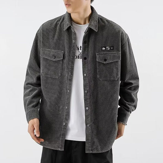 blusa de botão de manga comprida masculina high street