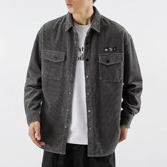 blusa de botão de manga comprida masculina high street