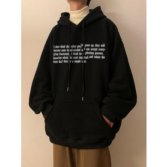 moletom largo masculino com escritas estampadas