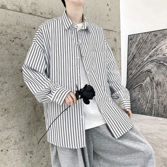 Camisa de manga comprida masculina primavera novo estilo hong kong