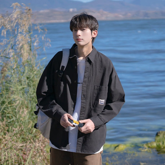 jaqueta de manga comprida masculina com botões high street