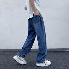 calça jeans larga de perna reta estilo streetwear
