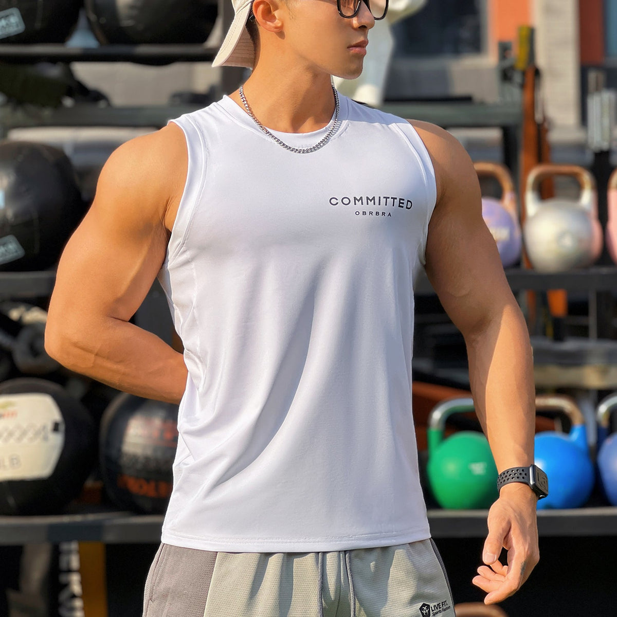 regata americana de alta elasticidade fitness de secagem rápida masculino