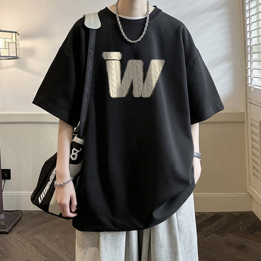 camisa larga estilo americana com ''W'' bordado