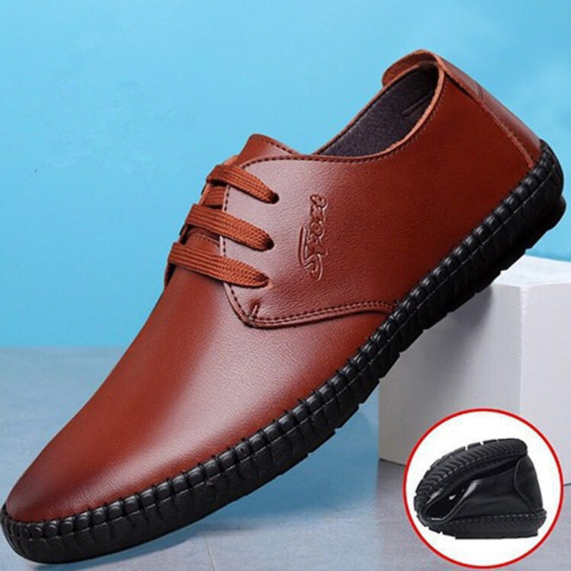 sapatos de couro britânico casuais com cadarço