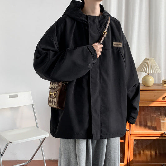 Jaqueta com capuz larga masculina